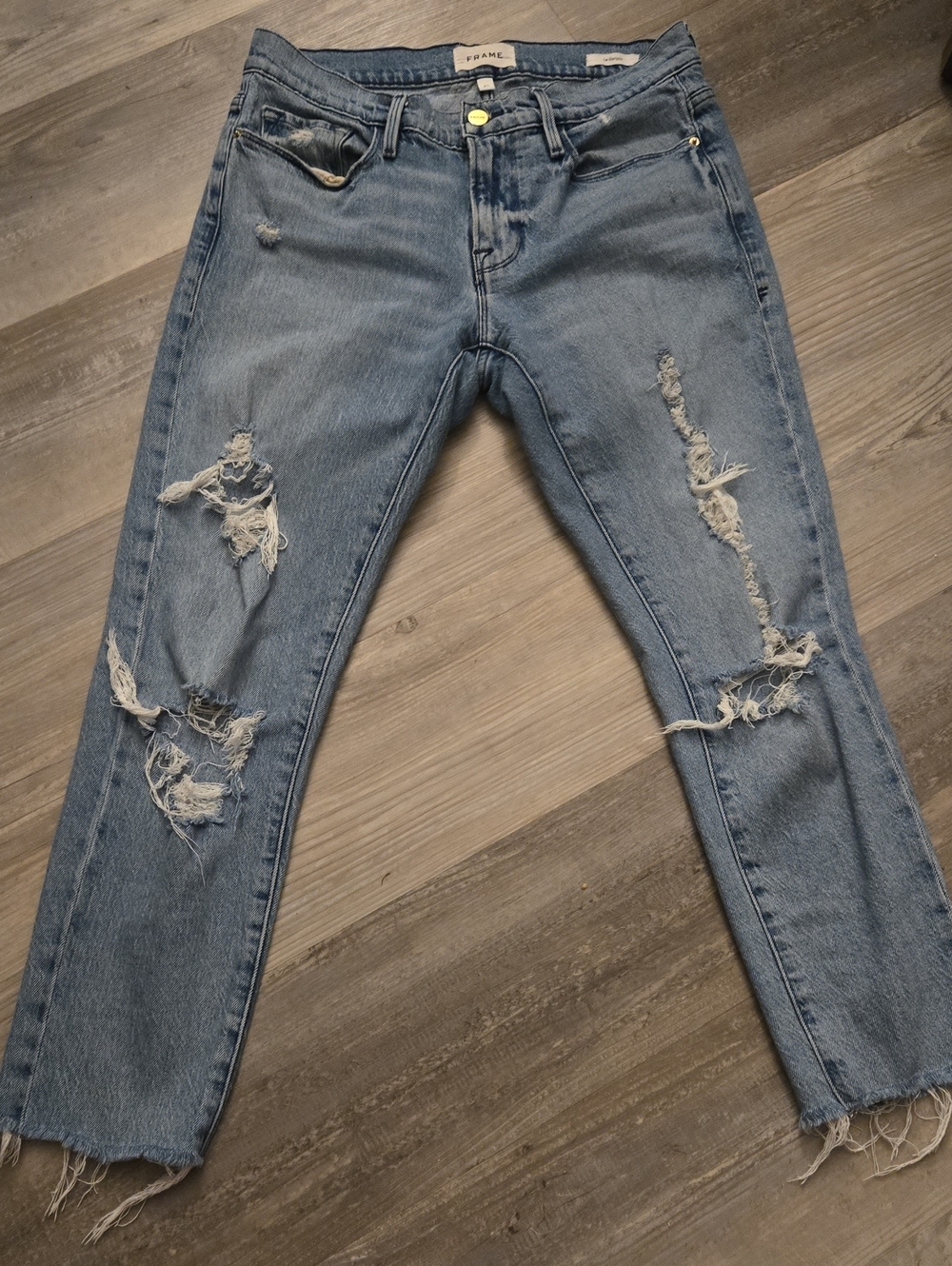 Frame Denim Light Wash Distressed Boyfriend Jeans